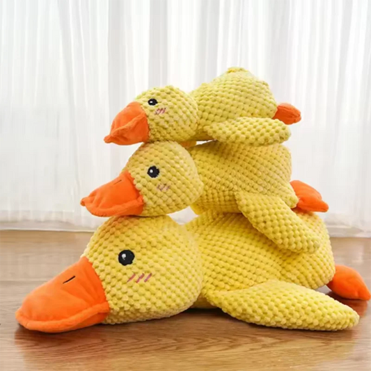 Dog sleeping with a dog hug duck toys to relieve boredom of little yellow duck pet interactive plush doll pet supplies Pawpal store