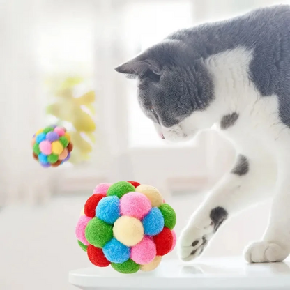 Lot de balles pour chat avec grelot, peluche douce et laine colorée – jouets interactifs pour chats de tous âges.